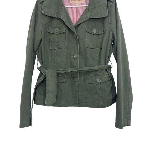 Mossimo Supply Co. Y2k Womens Green Button Up Utility Jacket SZ L Multi Pockets - Picture 12 of 13